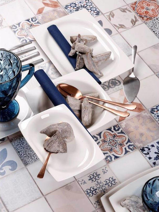 Cryspo Trio 'quadro Off Plate Desert made of Porcelain White with Diameter 21cm 6pcs