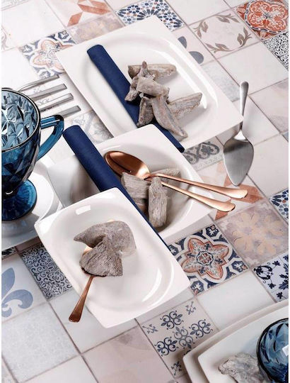 Cryspo Trio 'quadro Off Plate Desert made of Porcelain White with Diameter 21cm 6pcs