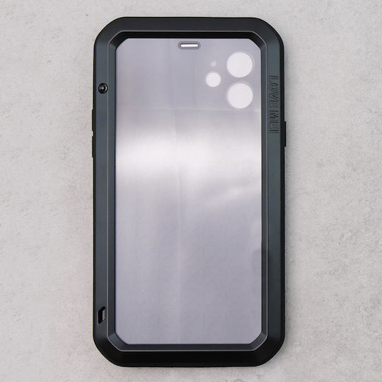Love Mei Umschlag Rückseite Metallisch Schwarz (iPhone 12 / 12 Pro)