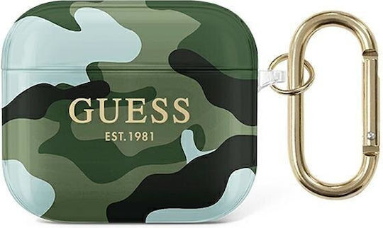 Guess Camo Collection Θήκη Σιλικόνης σε Μπεζ χρώμα για Apple AirPods 3