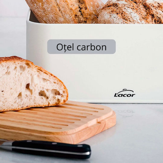 Lacor Bread Box with Lid Inox White 42x22.5x12.5cm