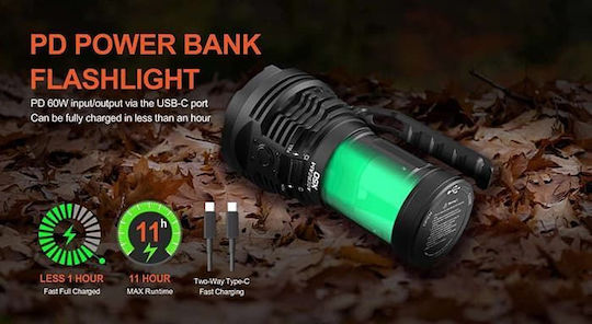Acebeam Wiederaufladbar Taschenlampe LED mit maximaler Helligkeit 45000lm Schwarz