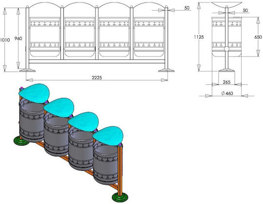 Material Systems Metallisch Gewerbliche Abfallbehälter Recycling 100Es
