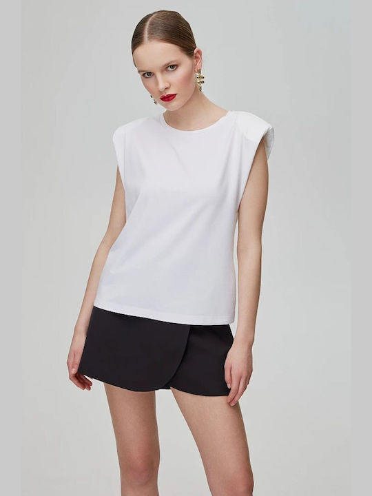 BSB Damen Bluse Ärmellos White