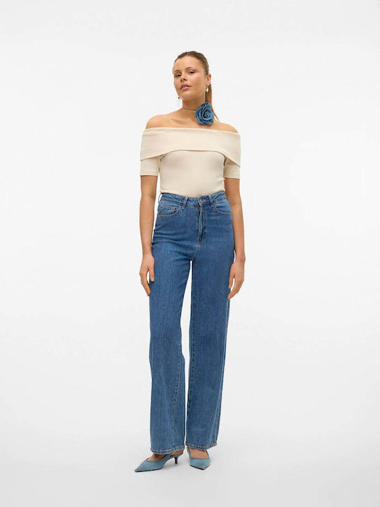 Aware Γυναικεία Μπλούζα Βαμβακερή Off-Shoulder Κοντομάνικη Μπεζ