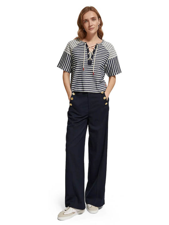 Scotch & Soda Lace Up Boxy Blouse White