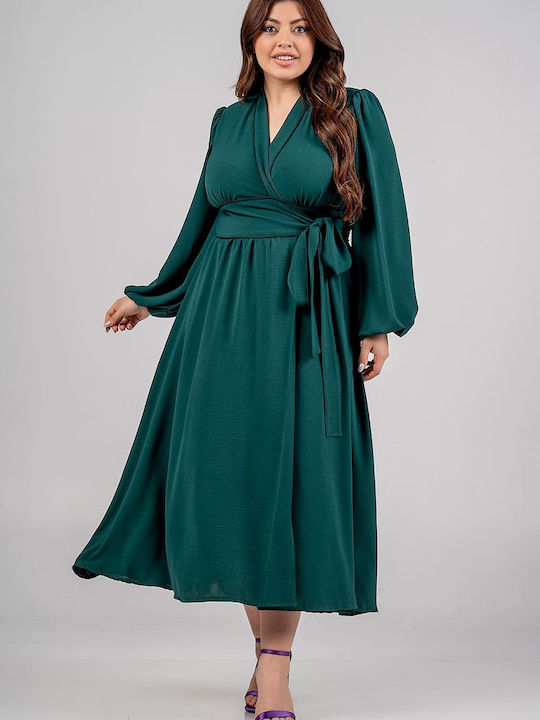 Lovesize Rochii de vară pentru femei Midi Rochie Înfășurați Emerald