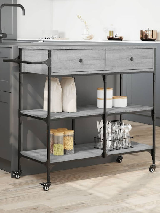 vidaXL Wooden Kitchen Rack 4 Tiers Gray 105x42x95cm