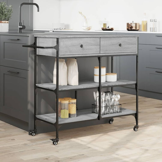 vidaXL Ραφιέρα Κουζίνας Ξύλινη 4 Θέσεων Γκρι 105x42x95cm