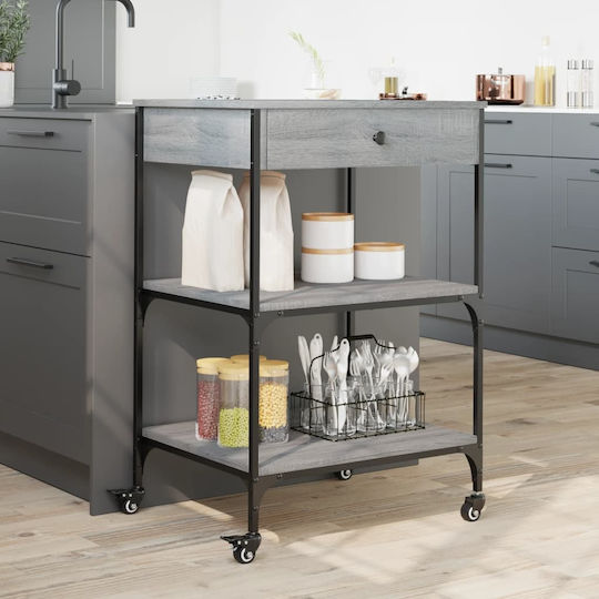 vidaXL Ραφιέρα Κουζίνας Ξύλινη 4 Θέσεων Γκρι 60x48x89.5cm