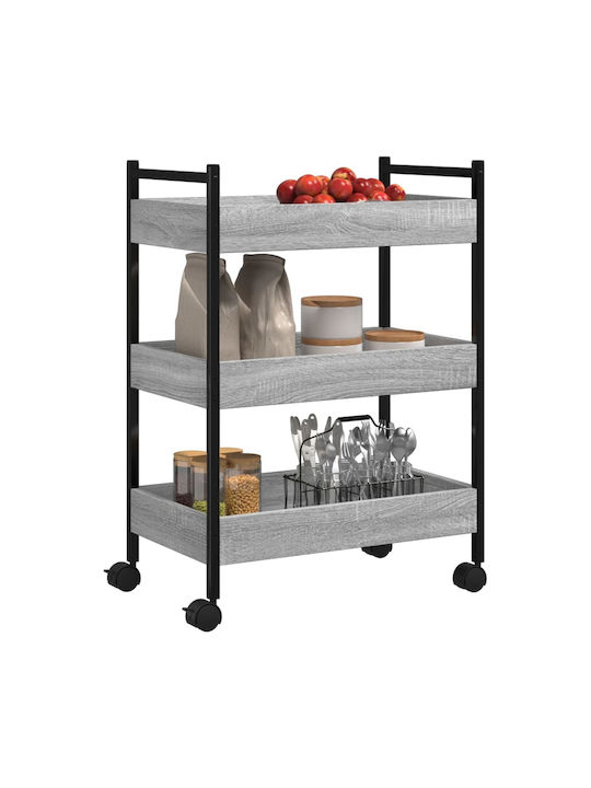 vidaXL Ραφιέρα Κουζίνας Ξύλινη 3 Θέσεων Γκρι 50x30x70cm