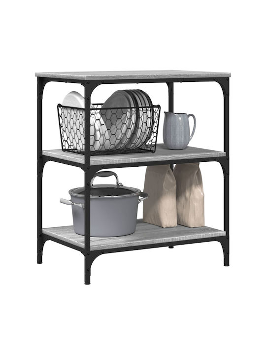 vidaXL Кухненски стелаж Дървена Сив 60x41x76см