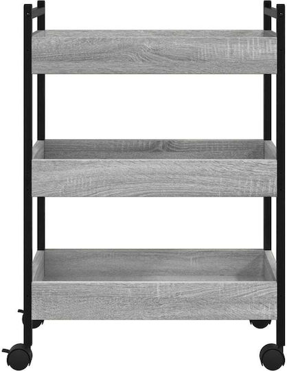 vidaXL Кухненски Стелаж Дървен С 3 Позиции Сив 50x30x70см