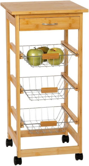 Andrea House Kitchen Rack Made of Stainless Steel 3 Tiers Brown 37x37x77cm