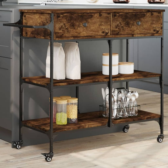 vidaXL Wooden Kitchen Rack 4 Tiers Brown 105x42x95cm