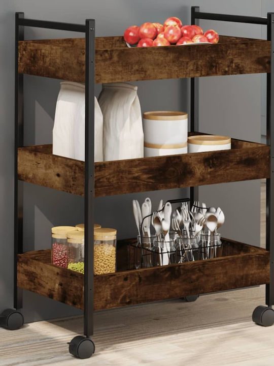 vidaXL Ραφιέρα Κουζίνας Ξύλινη 3 Θέσεων Καφέ 50x30x70cm