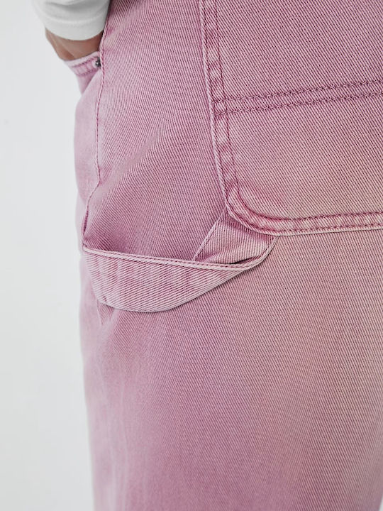 Γυναικείο Jean Παντελόνι Mid Rise σε Loose Εφαρμογή Ροζ