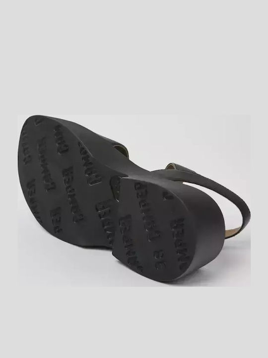 Gobi Tasha Leather Women's Flat Sandals in Black Color