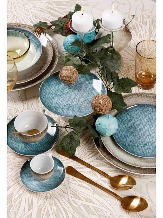 Cryspo Trio 'la Palma' Set of Cups Tea Porcelain Blue 250ml 6pcs
