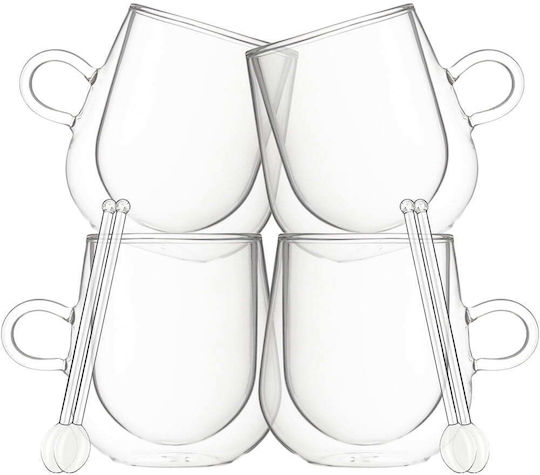 Quasar Set of Cups Cappuccino Glass Transparent 250ml 4pcs