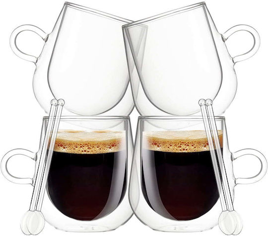 Quasar Set of Cups Cappuccino Glass Transparent 250ml 4pcs