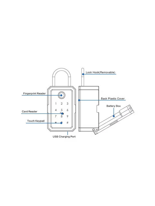 Wall-Mounted Combination Key Holder Wi-Fi with Keyboard 7.2x5.2x12.2cm