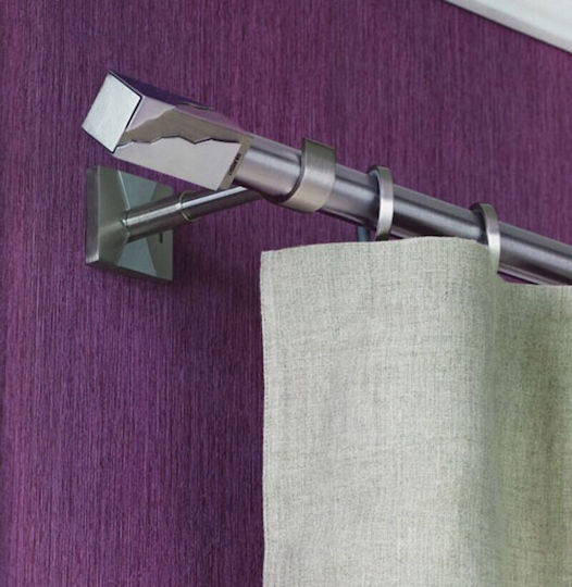 Aslanis Home Metallic Curtain Pole Double with Rod Φ25mm 160cm Satine Nickel