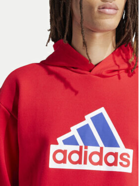 Adidas Future Icons Badge Sport Men's Sweatshirt with Hood RED