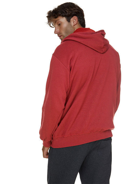 Bodymove Men's Sweatshirt with Hood and Pockets RED