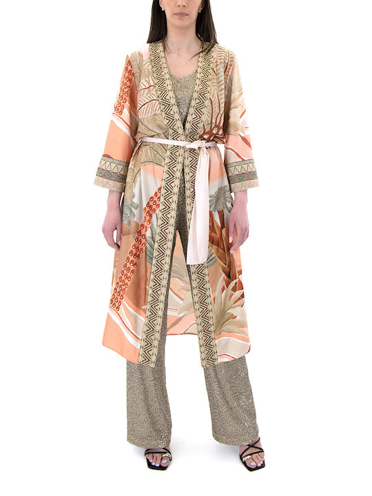 Moutaki Long Women's Kimono Beige