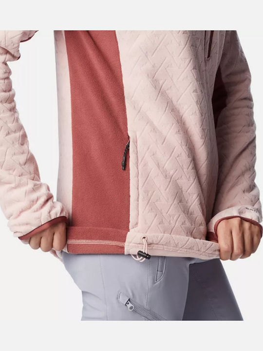 Full Women's Cardigan with Zipper Dusty Pink