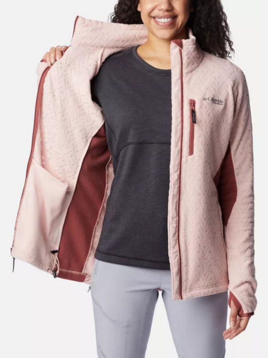 Full Women's Cardigan with Zipper Dusty Pink