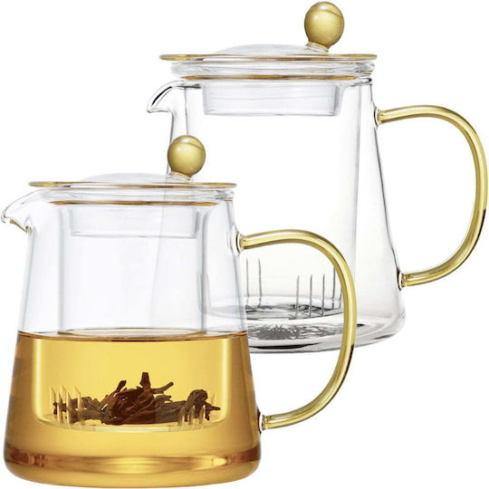 Quasar Set de Ceai cu Filtru Din sticlă Transparent 700ml 2buc