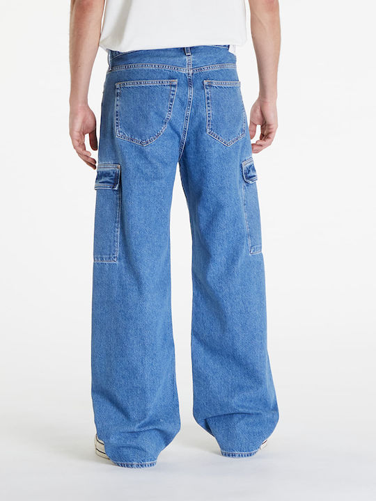 90's Men's Jeans Pants Cargo with Loose Fit Blue