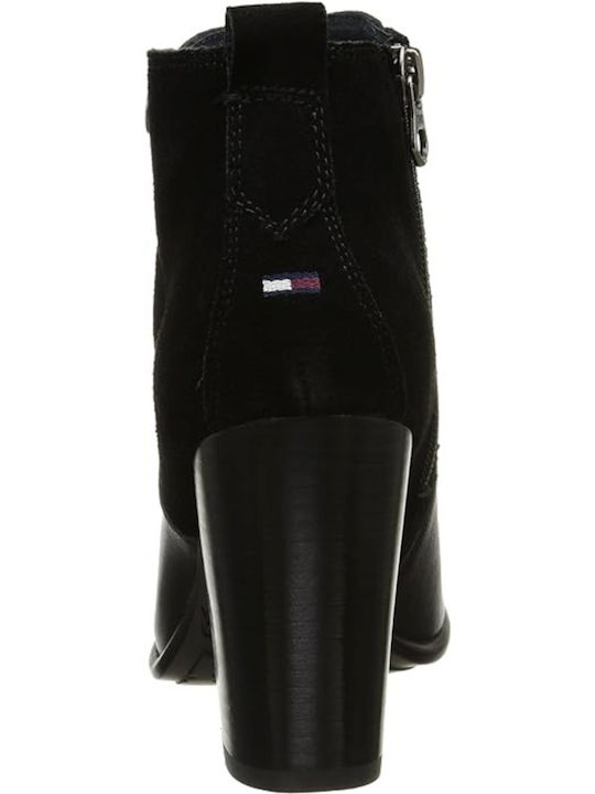 Tommy Hilfiger Leather Women's Ankle Boots with High Heel Black