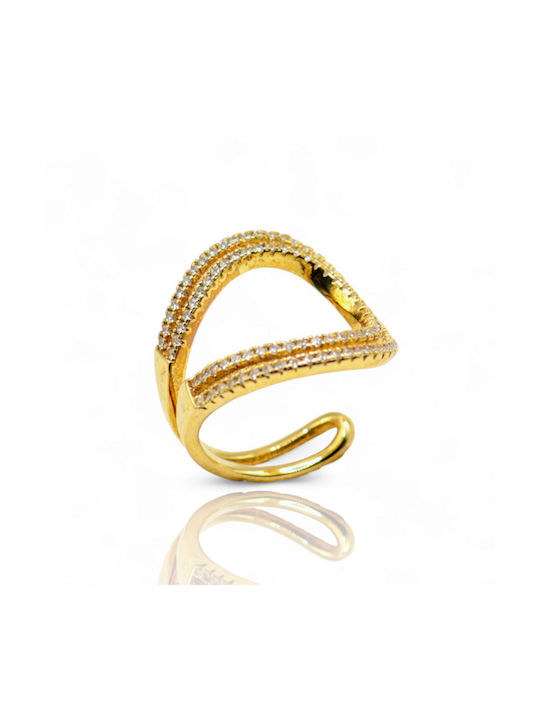 Women's Gold Plated Silver Ring with Zircon