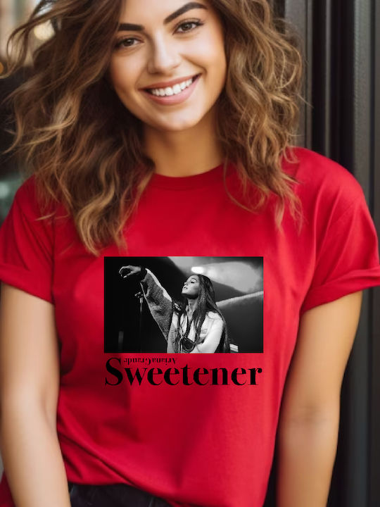 Fruit of the Loom Ariana Grande Sweetener T-shirt Red Cotton