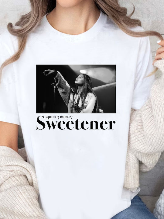 Fruit of the Loom Ariana Grande Sweetener T-shirt White Cotton