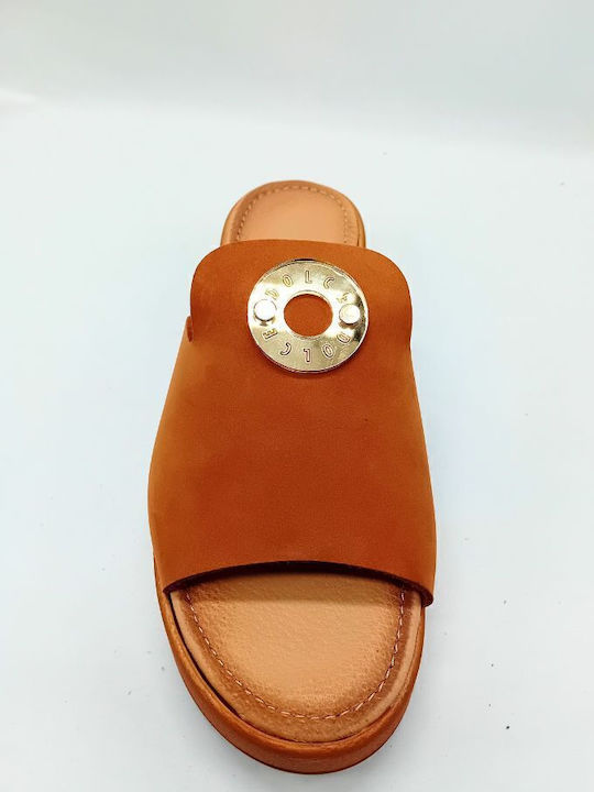 Δερμάτινα Γυναικεία Ανατομικά Σανδάλια Flatforms Ταμπά