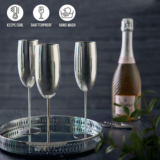 Quasar Glass Set Champagne made of Stainless Steel in Silver Color Stacked 260ml 4pcs