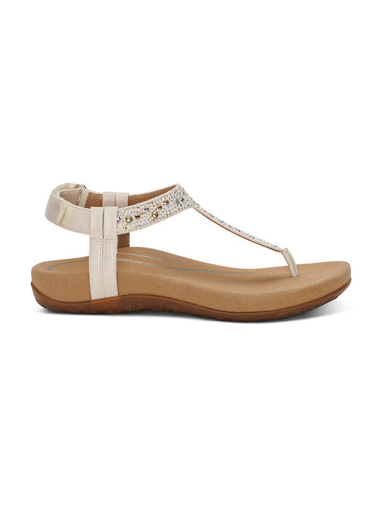 Aetrex Women's Flat Sandals Anatomic in Ecru Color