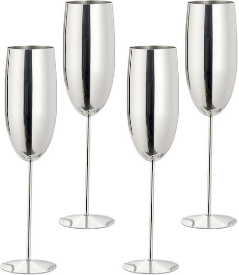 Quasar Glass Set Champagne made of Stainless Steel in Silver Color Stacked 260ml 4pcs