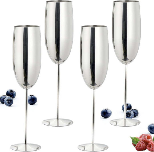 Quasar Glass Set Champagne made of Stainless Steel in Silver Color Stacked 260ml 4pcs