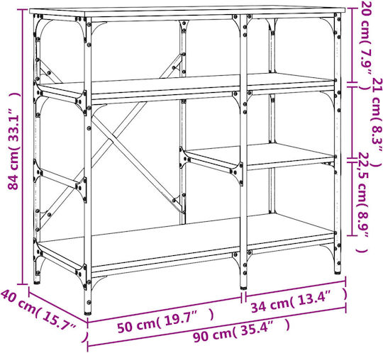 vidaXL Kitchen Rack Metallic 4 Tiers Black 90x40x84cm