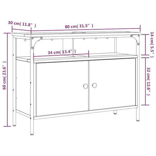 vidaXL Countertop without Sink L60xW30xH60cm Smoky Oak