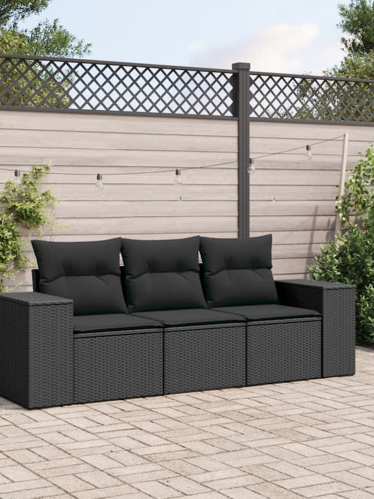 vidaXL Tree-Seater Outdoor Sofa Rattan with Cushions 55x55x69cm