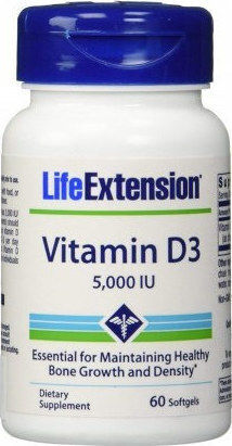 Life Extension Vitamin D3 Vitamin for Immune System Boost & Bone Health 5000iu 60 caps