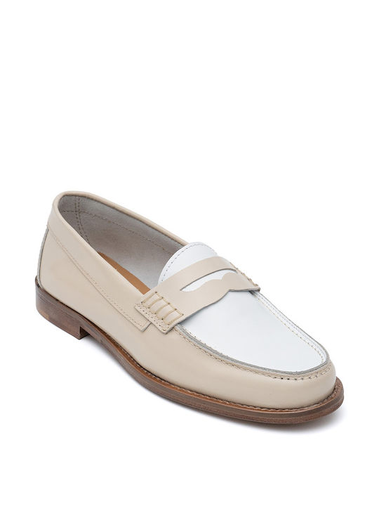 Philippe Lang Leder Damen Mokassins in Beige Farbe