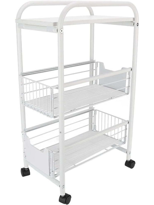 Quasar Металик Кухненско Тролей с 3 Позиции Бял 24x36.1x64см