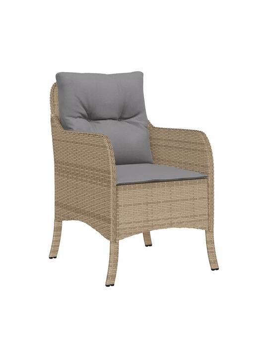 Fotoliu de exterior Rattan Bej cu pernă 2buc 48x51x86cm